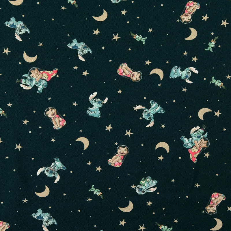 Lizenz Baumwolljersey Digital Lilo & Stitch - dunkelblau