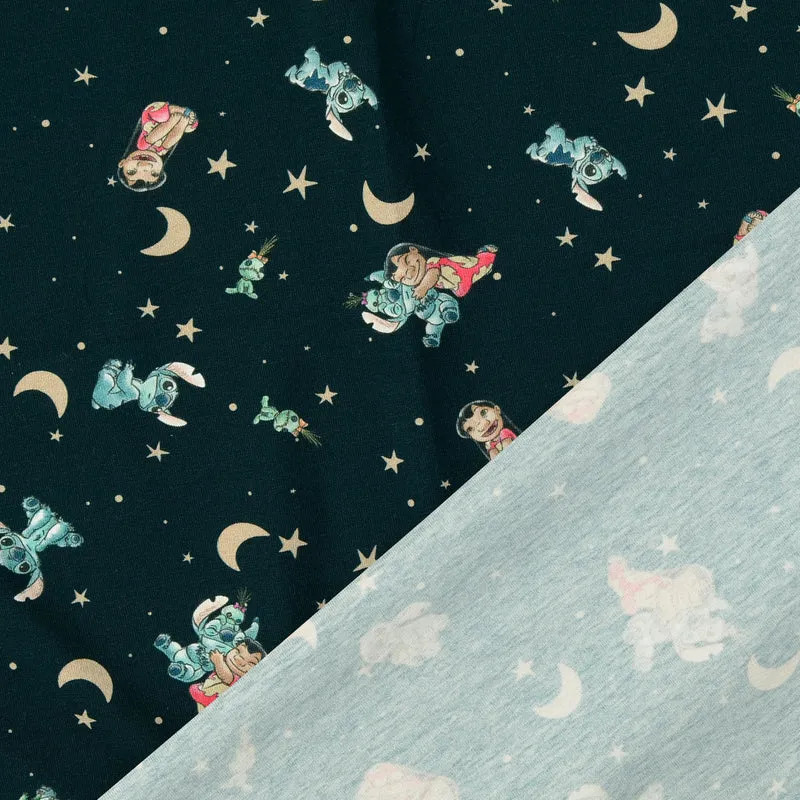 Lizenz Baumwolljersey Digital Lilo & Stitch - dunkelblau