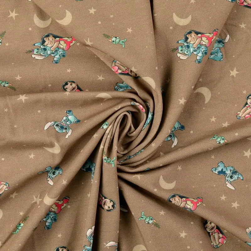 Lizenz Baumwolljersey Digital Lilo & Stitch - beige