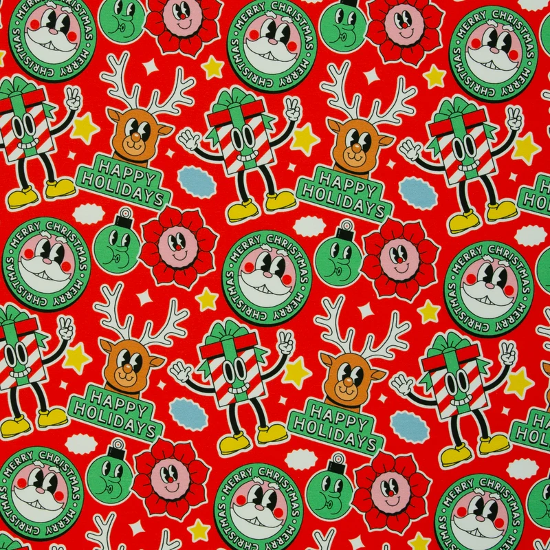 Sweatshirtstoff Holly Happy X-Mas Holidays