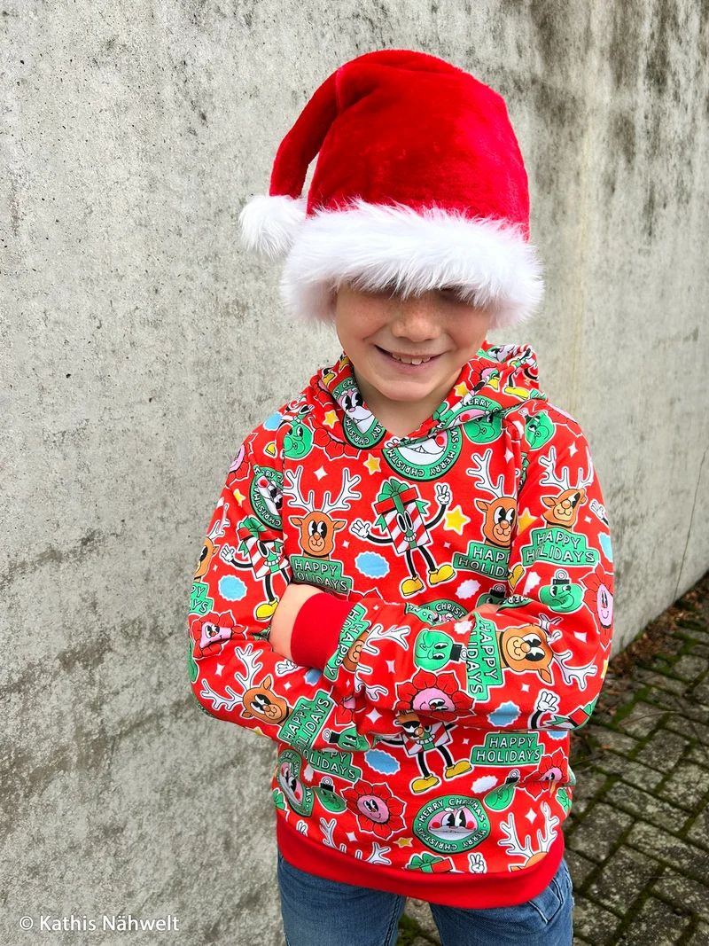 Sweatshirtstoff Holly Happy X-Mas Holidays