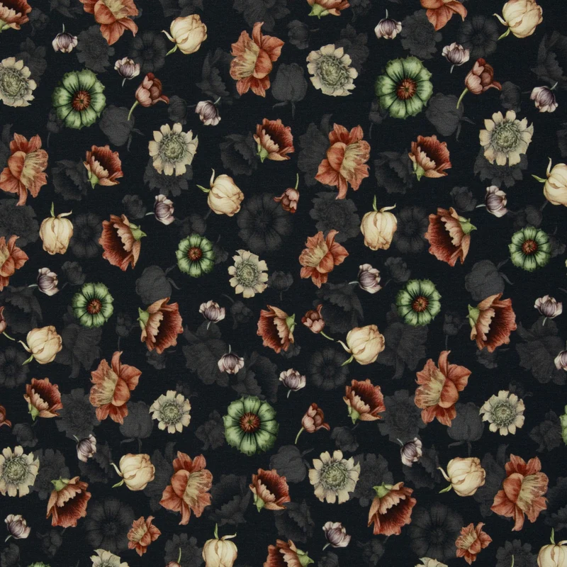 Modal French Terry Victorian Flowers by Bienvenido Colorido - 790 anthrazit