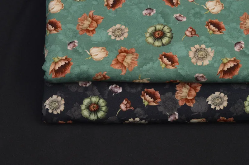 Modal French Terry Victorian Flowers by Bienvenido Colorido - 790 anthrazit