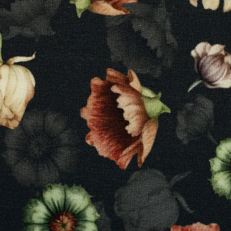 Modal French Terry Victorian Flowers by Bienvenido Colorido - 790 anthrazit