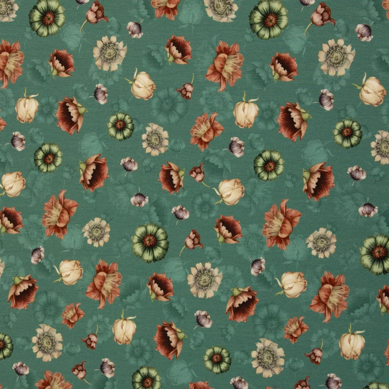 Modal French Terry Victorian Flowers by Bienvenido Colorido - 266 salbei