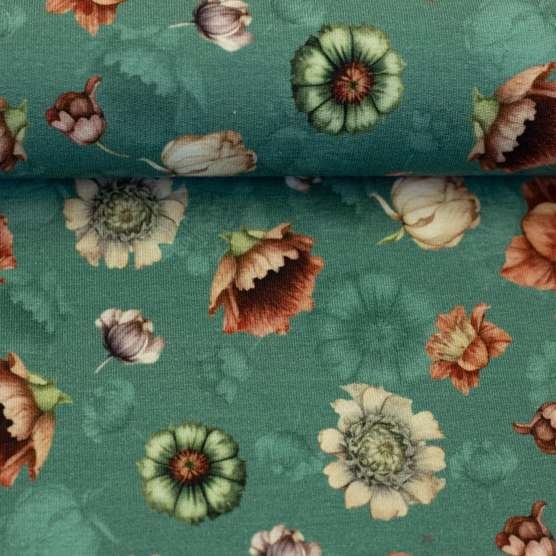 Modal French Terry Victorian Flowers by Bienvenido Colorido - 266 salbei