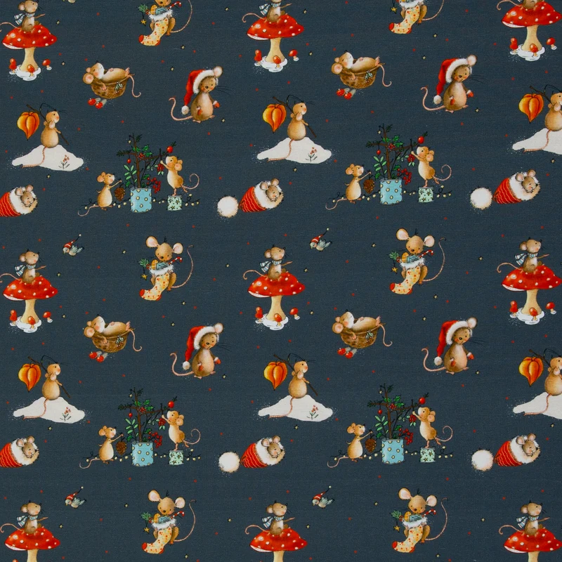 Baumwolljersey Lathi Weihnachtsmaus