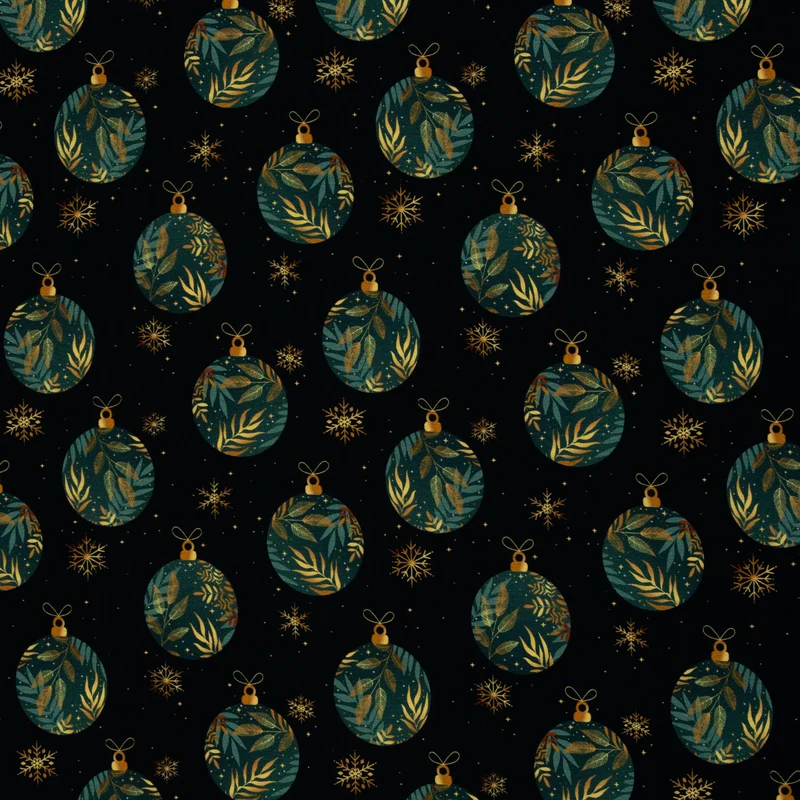 Sweatshirt Stoff Holly Weihnachtskugeln