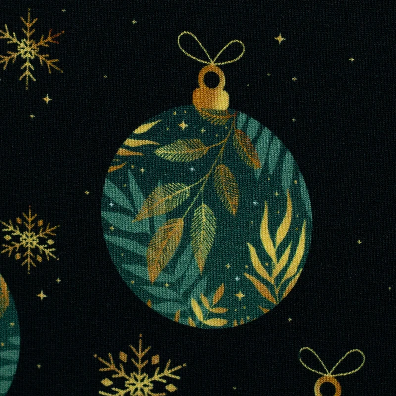 Sweatshirt Stoff Holly Weihnachtskugeln