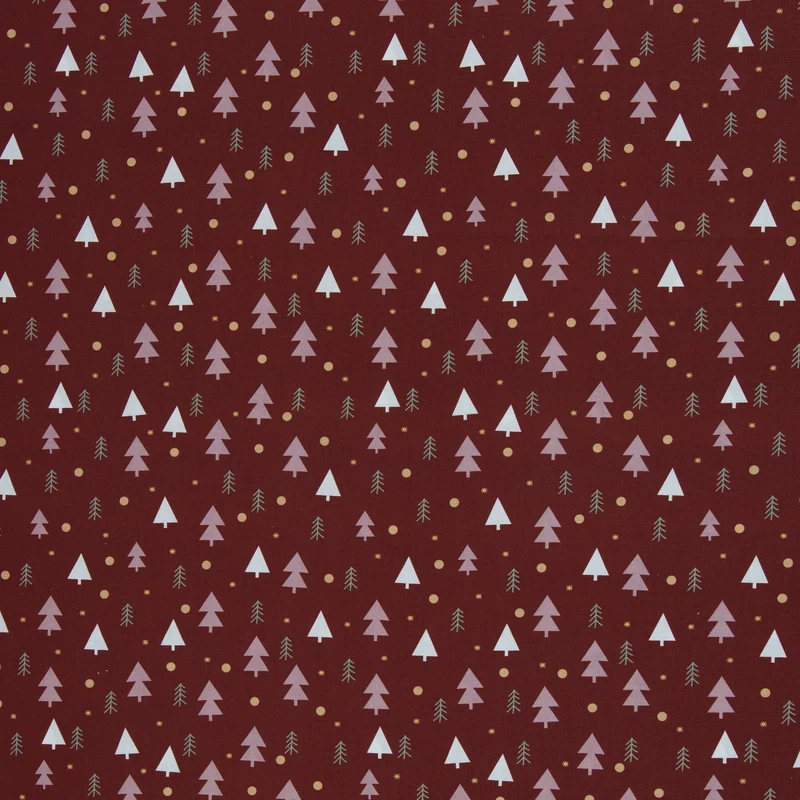 Baumwollwebware Björn Tannenbäume - 937 bordeaux