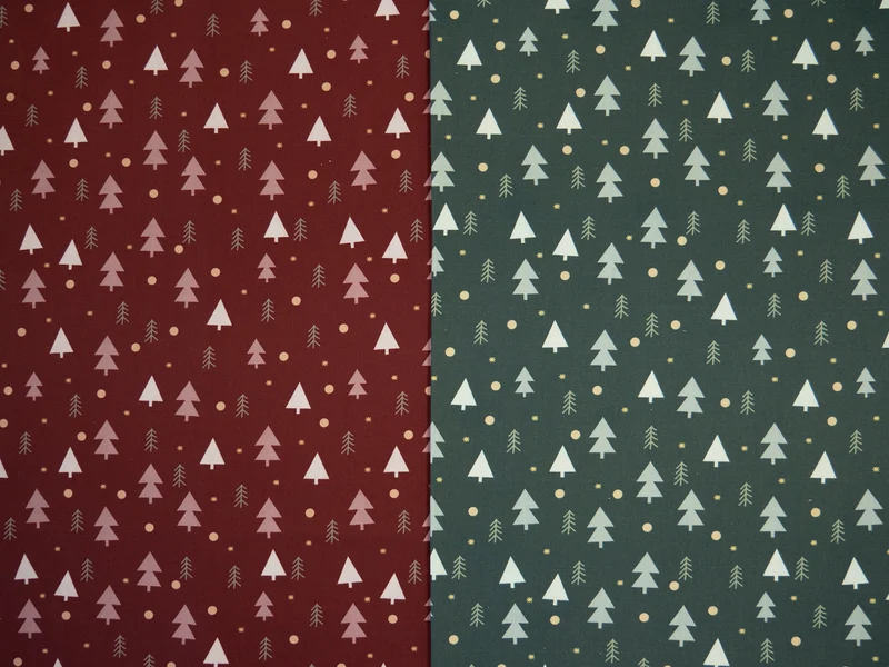 Baumwollwebware Björn Tannenbäume - 937 bordeaux