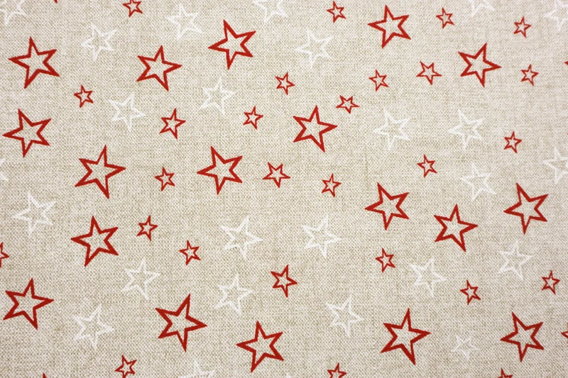 Dekostoff Weihnachtssterne rot/weiß