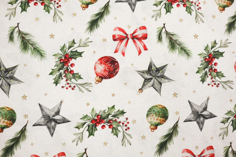 Dekostoff Digital X-Mas Schmuck & Sternchen