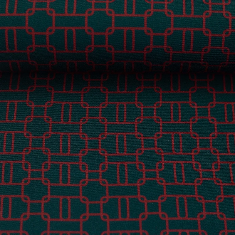 Viskosewebware Geoluxe Chain Twist by ki-ba-doo - 748 petrol/burgundy