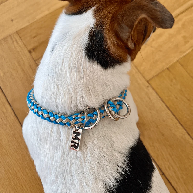 Hundehalsband Tauwerk Türkis-Karamell