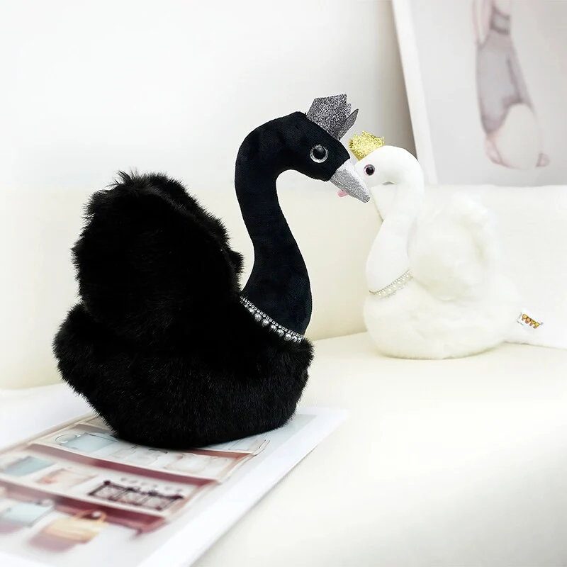 Wundervoller Weißer oder Schwarzer Schwan als Stofftier mit Krone (ca. 28cm)