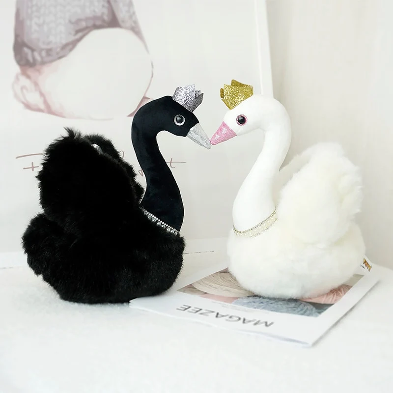 Wundervoller Weißer oder Schwarzer Schwan als Stofftier mit Krone (ca. 28cm)