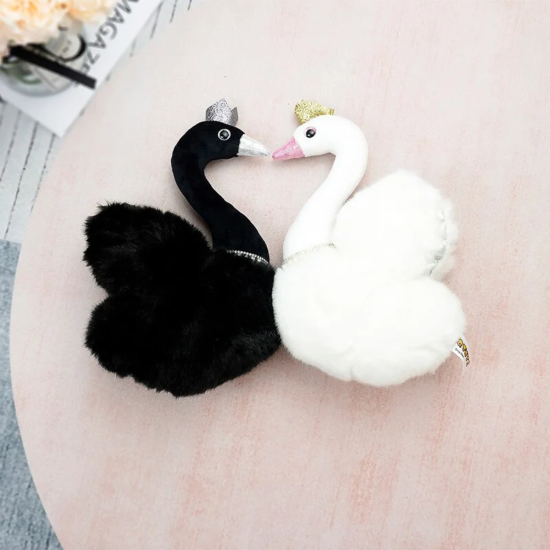 Wundervoller Weißer oder Schwarzer Schwan als Stofftier mit Krone (ca. 28cm)