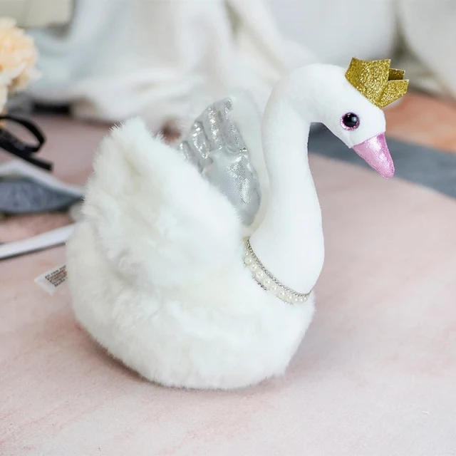 Wundervoller Weißer oder Schwarzer Schwan als Stofftier mit Krone (ca. 28cm)