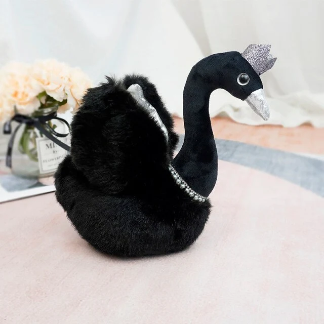 Wundervoller Weißer oder Schwarzer Schwan als Stofftier mit Krone (ca. 28cm)