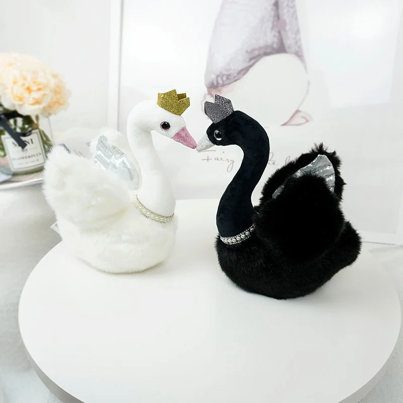 Wundervoller Weißer oder Schwarzer Schwan als Stofftier mit Krone (ca. 28cm)