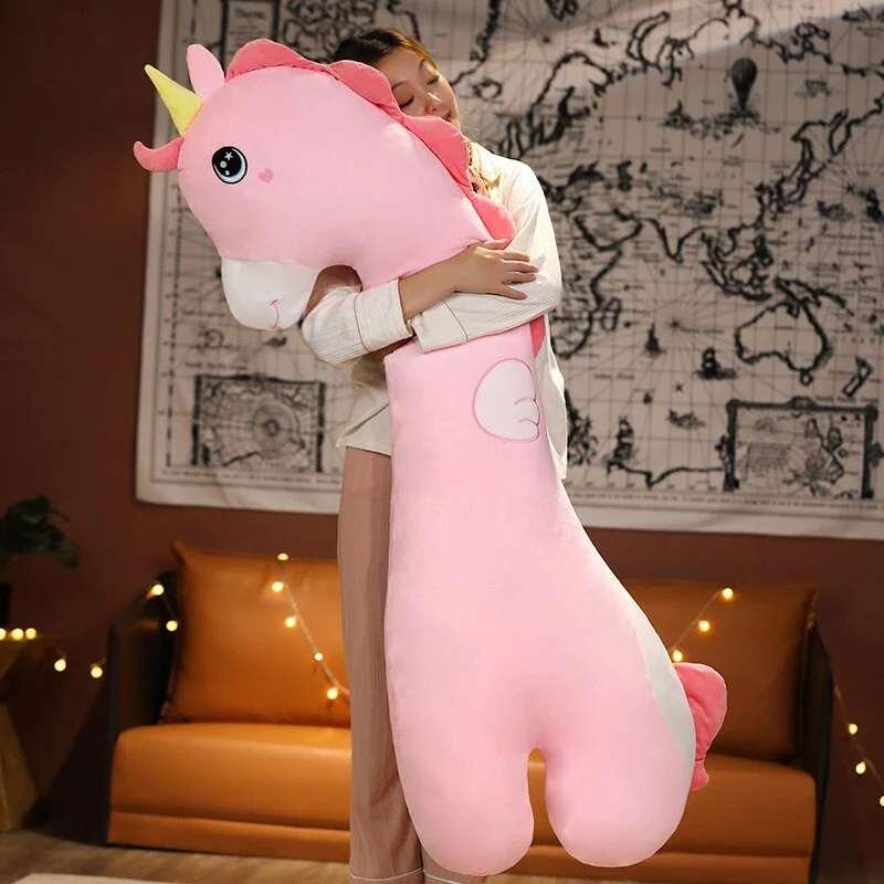 XXL Cartoon Kuscheltier - Einhorn, Krokodil, Giraffe, Husky oder Dino - bis zu 140cm