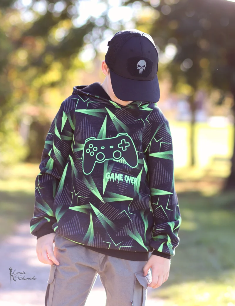 Sweatshirtstoff Digital Neon Peak