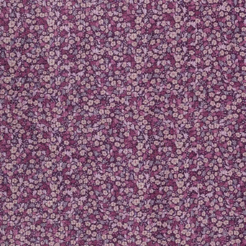 Stretch Feincord Ditsy Flower - lila