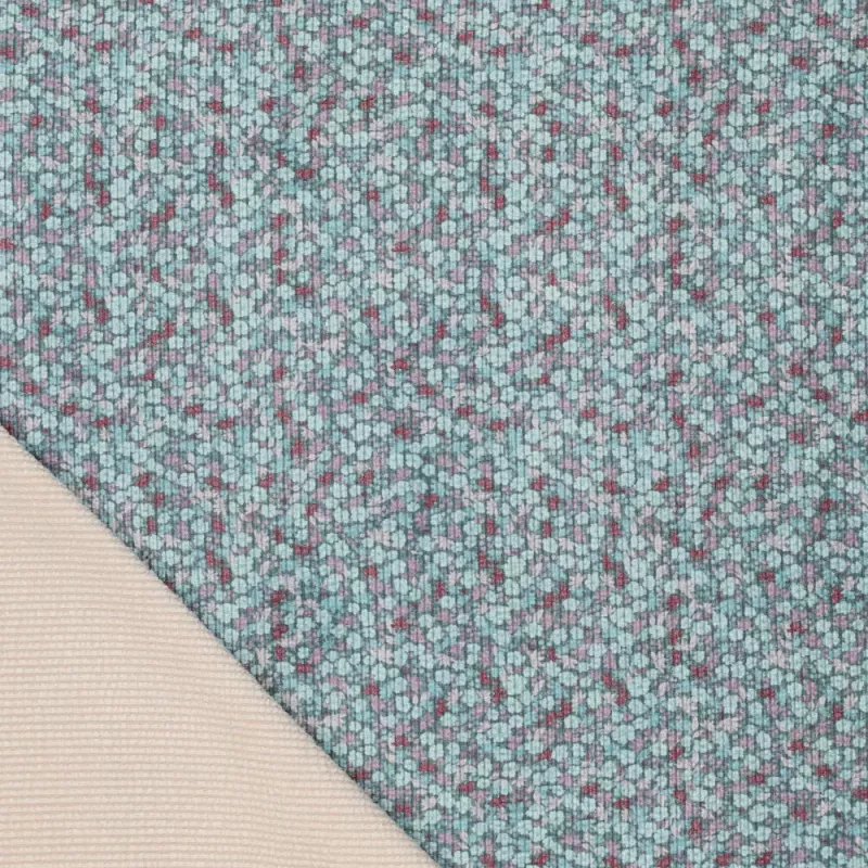 Stretch Feincord Ditsy Flower - mint