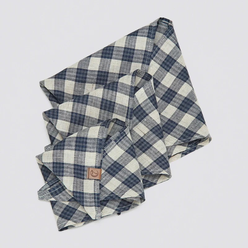 Hundehalstuch Bandana Check Dark Blue - Beige