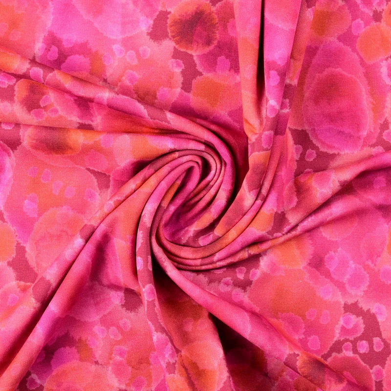 French Terry angeraut Digital Batik Bubbles - pink