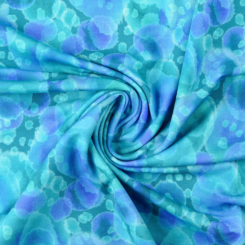 French Terry angeraut Digital Batik Bubbles - türkis