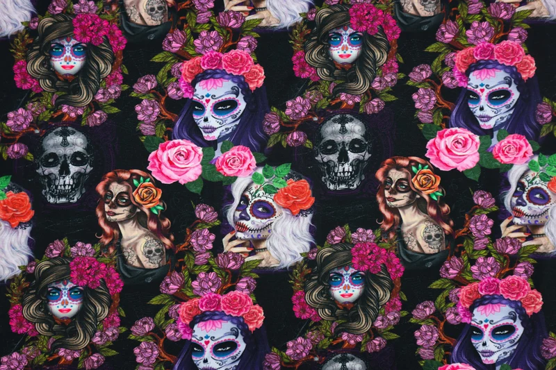 Baumwolljersey Dia de Muertos - Design 1