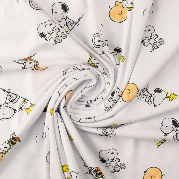 Lizenz Baumwolljersey Digital Peanuts Snoopy - weiß