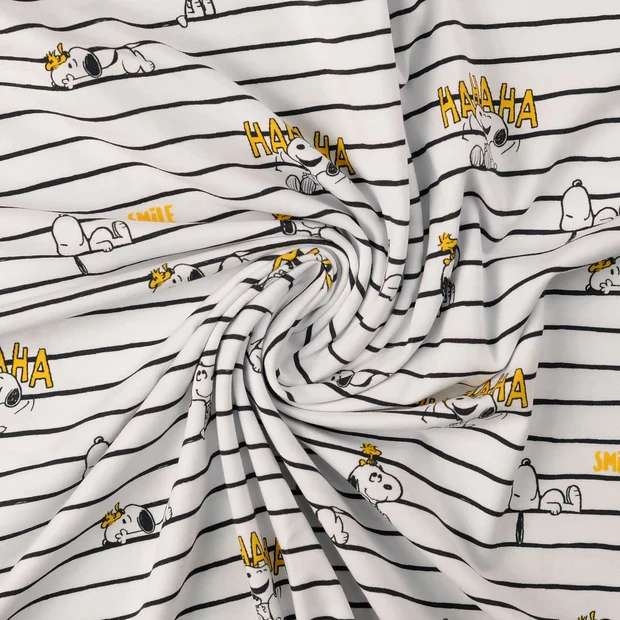 Lizenz Baumwolljersey Digital Peanuts - weiß