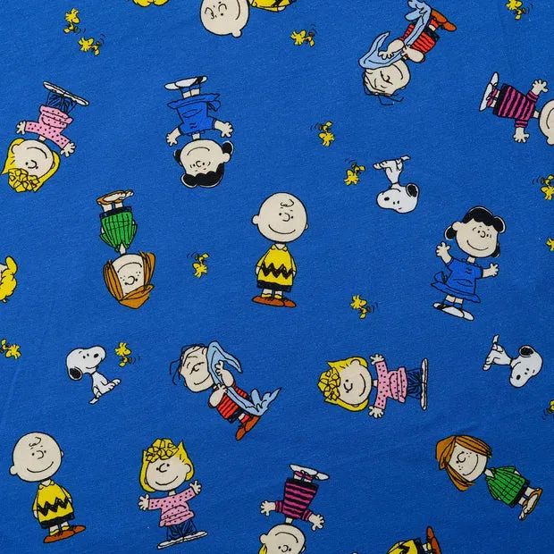 Lizenz Baumwolljersey Digital Peanuts - blau