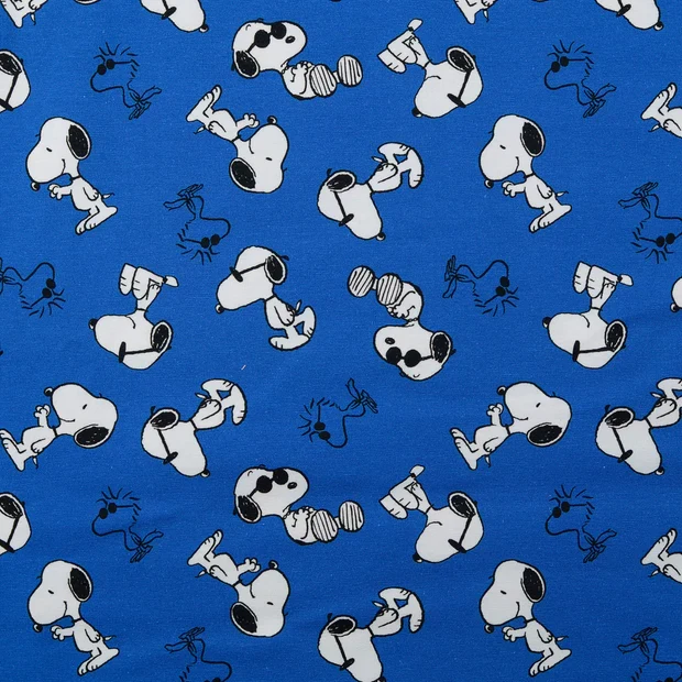 Lizenz Baumwolljersey Digital Peanuts Snoopy- blau