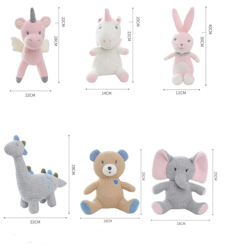 Niedliche Kuscheltiere im Strick Look - verschiedene Motive