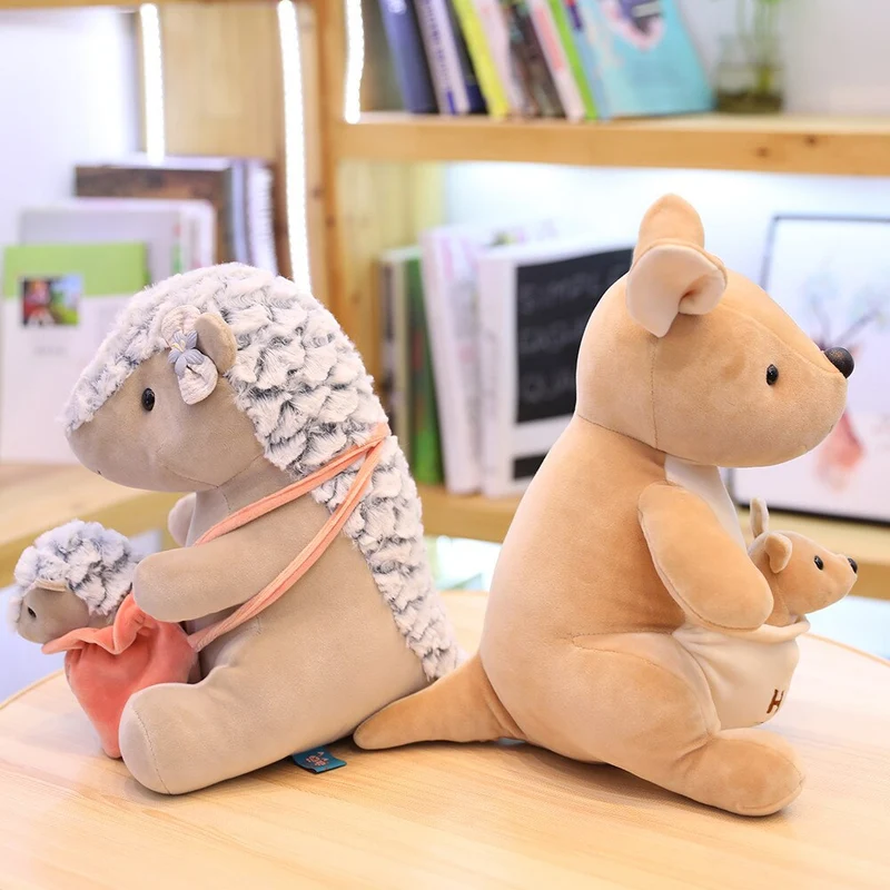 Süße Kuscheltiere mit Baby Stofftieren (Panda, Känguru, Pangolin, Igel, Polarbär) ca. 25cm