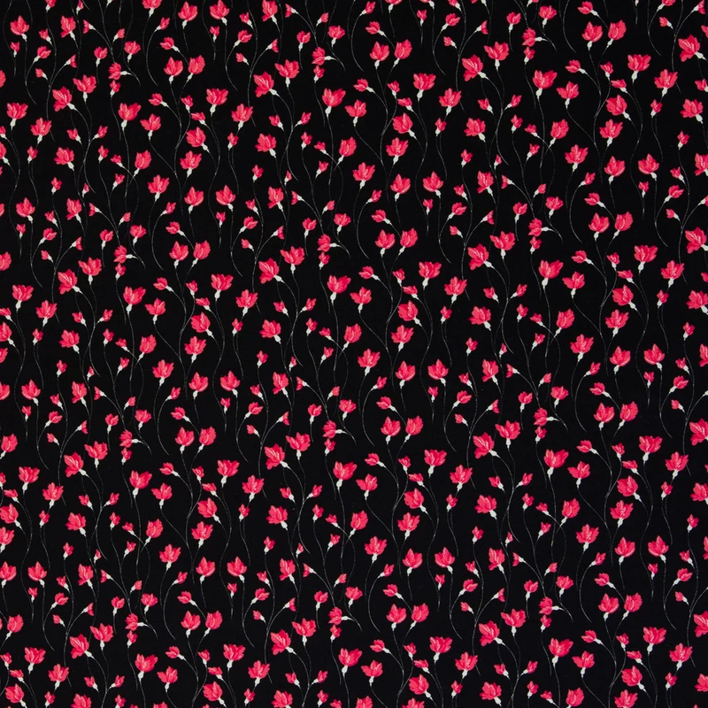 Baumwolljersey Leska Flower - 299 schwarz