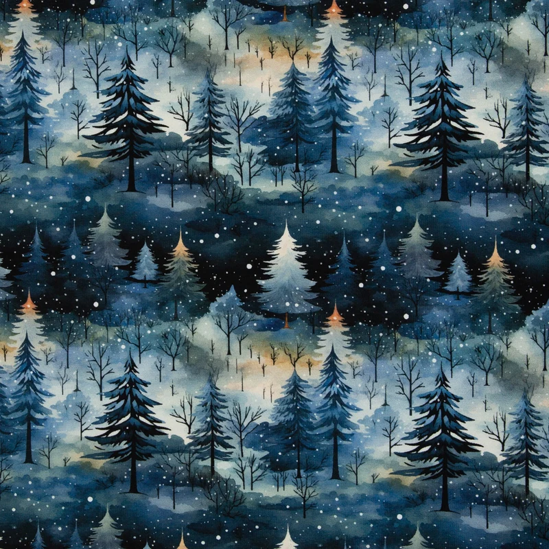 Sweatshirt Stoff Holly Winterlandschaft