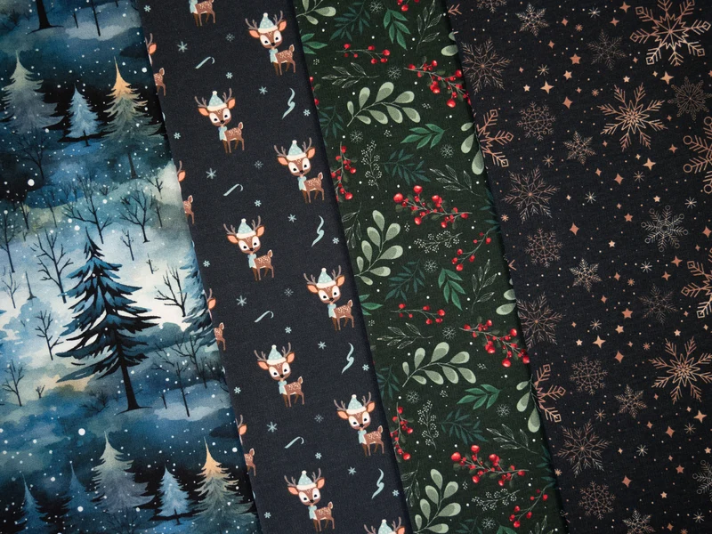 Sweatshirt Stoff Holly Winterlandschaft