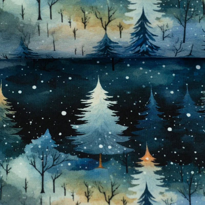Sweatshirt Stoff Holly Winterlandschaft