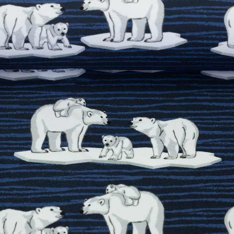 Baumwolljersey Arctic Animals by JaTiJu - Eisbären