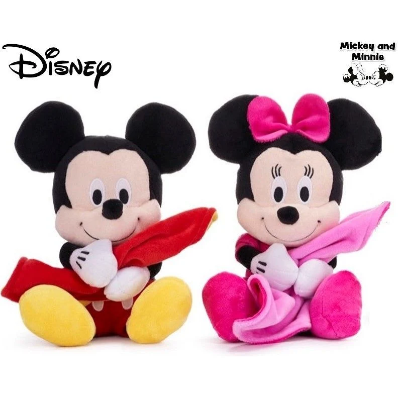 Disney - Plüschtier - Mickey Mouse oder Minnie Mouse mit Kuscheldecke 22cm
