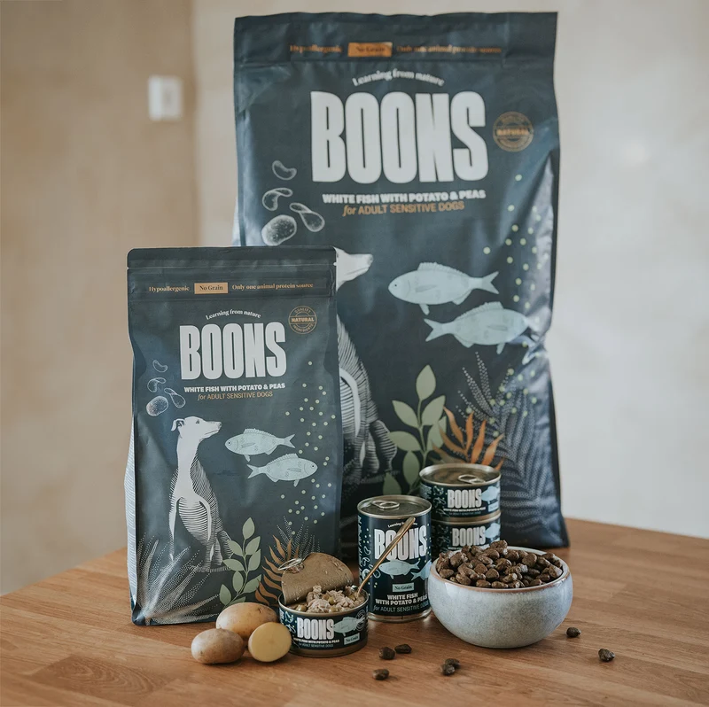 Hundefutter Boons Weißfisch (für ausgewachsene empfindliche Hunde)