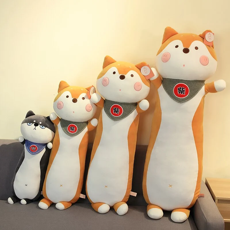 Niedliche Cartoon Katzen, Husky, Hase oder Shiba Kuscheltiere