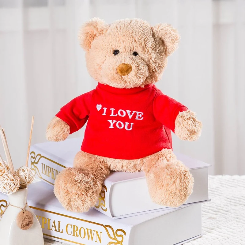 Süßer Teddybär mit I Love You Aufdruck (ca. 28cm)
