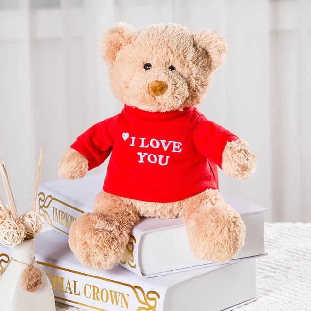 Süßer Teddybär mit I Love You Aufdruck (ca. 28cm)