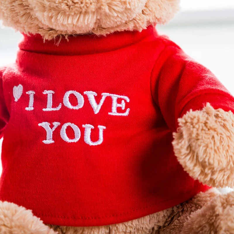 Süßer Teddybär mit I Love You Aufdruck (ca. 28cm)